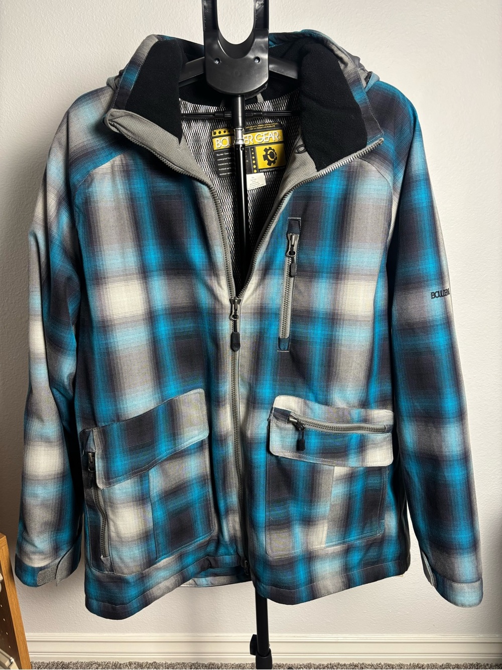 Boulder Gear Men’s Blue Plaid Waterproof Ski/Snowboard Jacket
